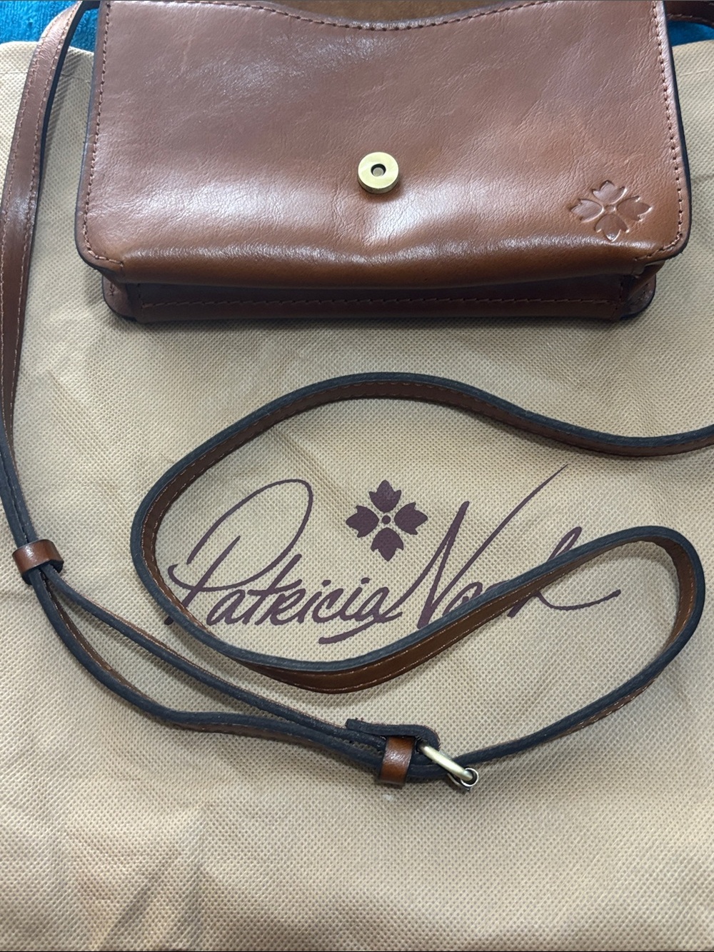 Patricia Nash Lana Cognac Brown Leather Crossbody with Dust Bag - Picture 12 of 14